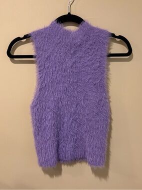 Zara Fuzzy Purple Sleeveless Knit Top